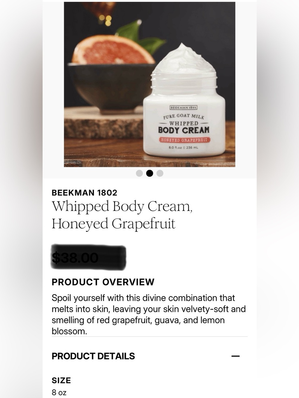 Beekman 1802 Whipped Body Cream - White jar with Coral label